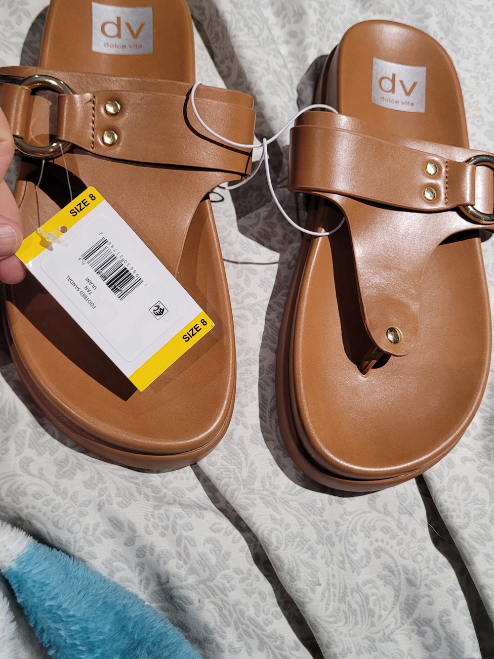 Dolce Vita Cognac Brown Platform Toe-Thong Sandals